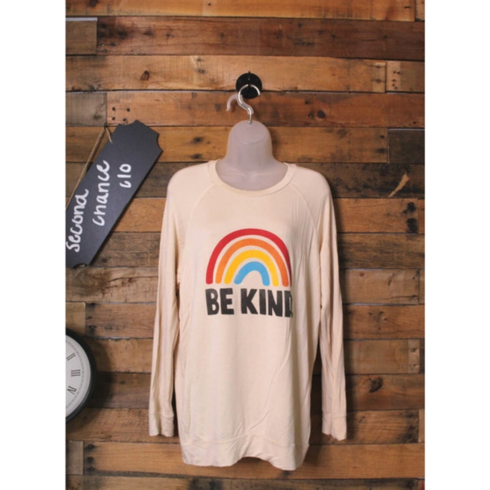 SALE-Zutter women's Cream colored oversized top with Rainbow front size small